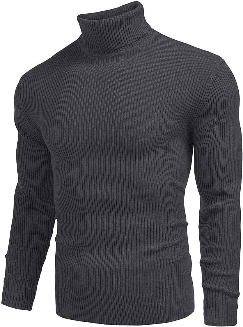 Fashion COOFANDY suéter de cuello alto de punto para hombre