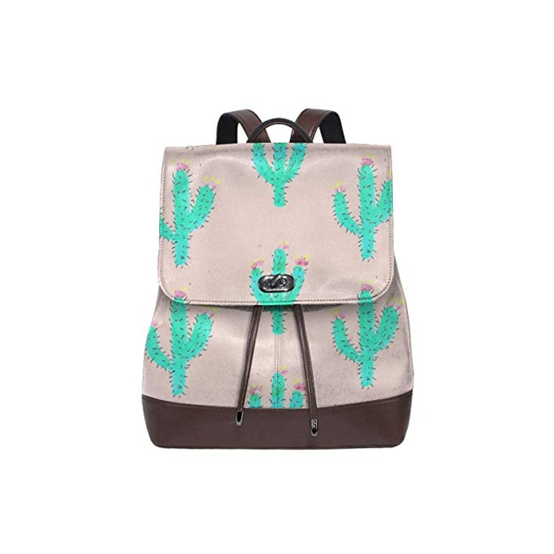 Productos Flyup Drawn Cactus Tumblr Women's Leather Backpack Women's Fashion Leather Backpack For