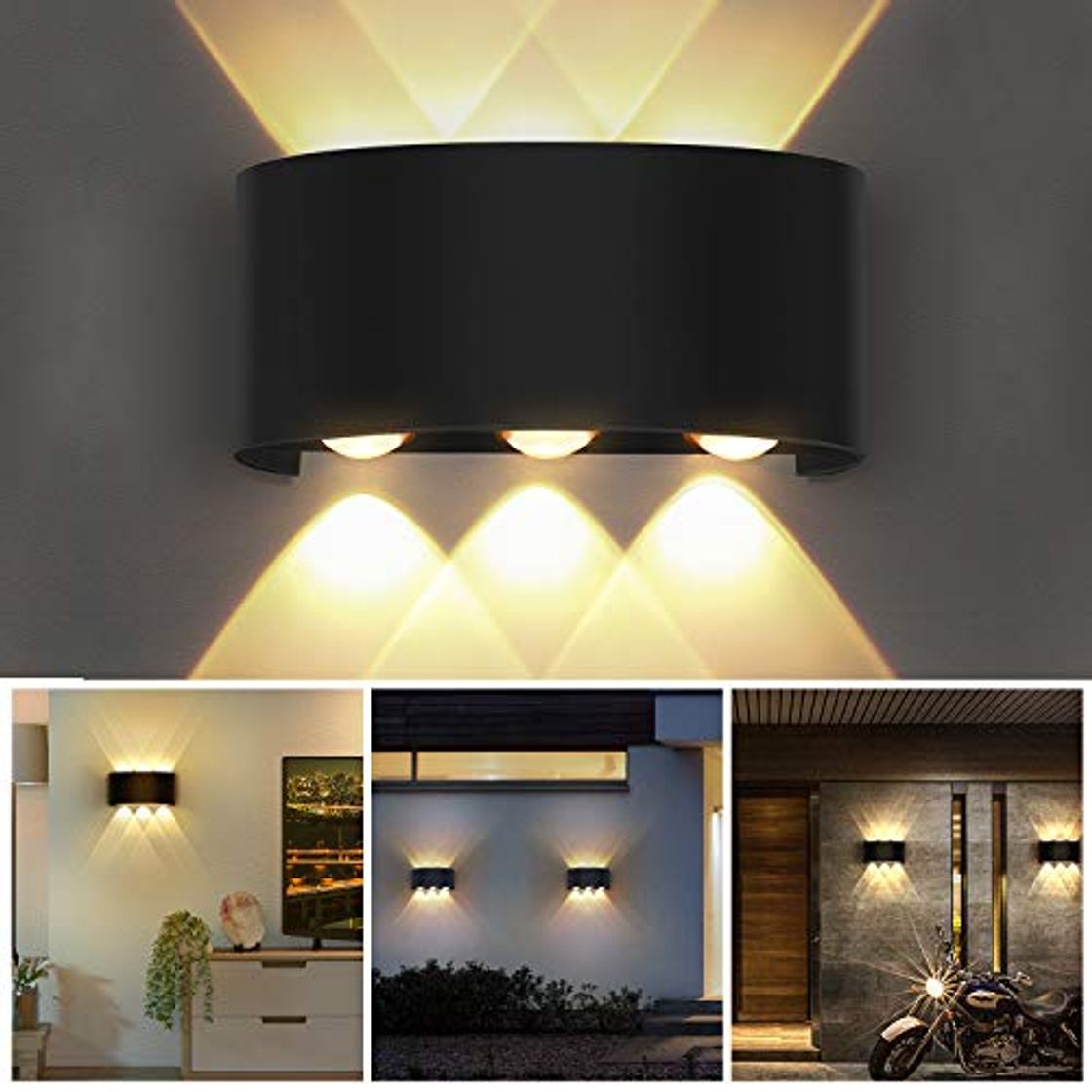 OUSFOT Aplique Pared Interior Lámpara de Pared IP54 Impermeable, Blanco Cálido 6000K