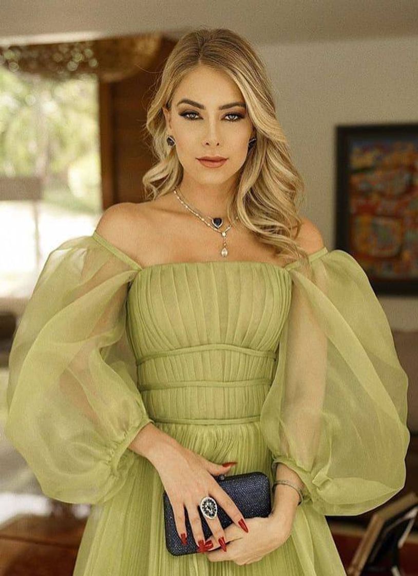 Social Vestido manga bufante verde💚
