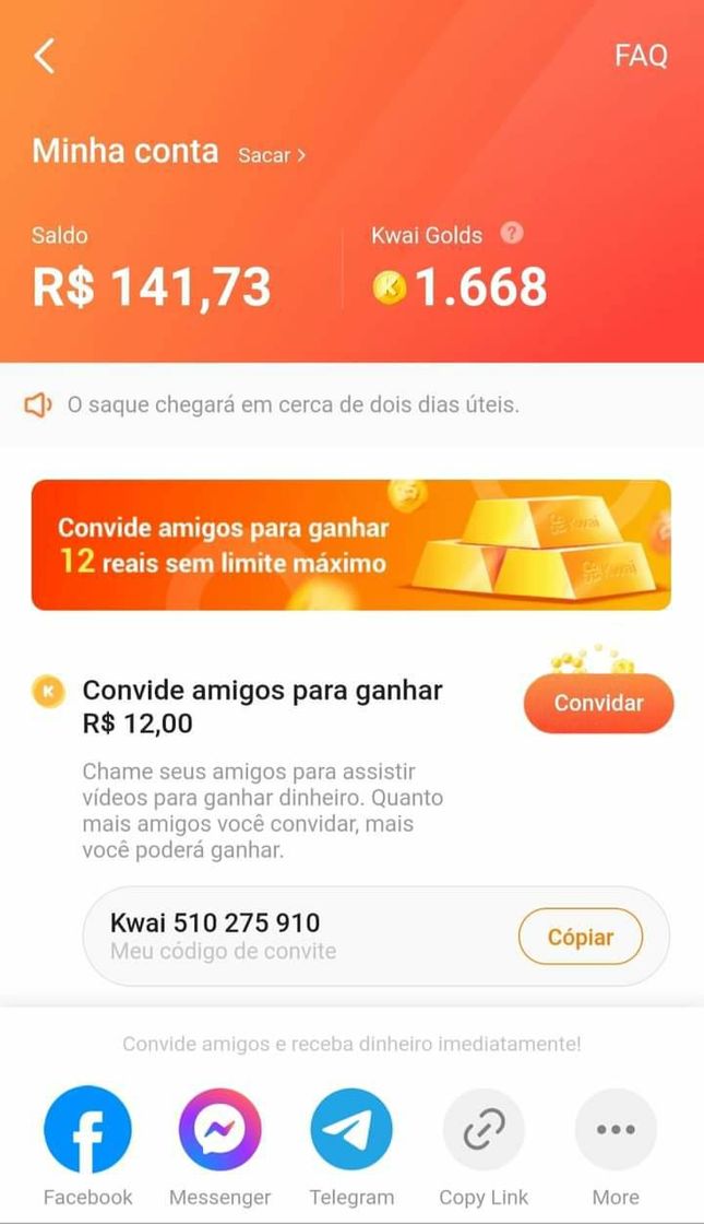 App Venha ganhar dinheiro  use o KWAI