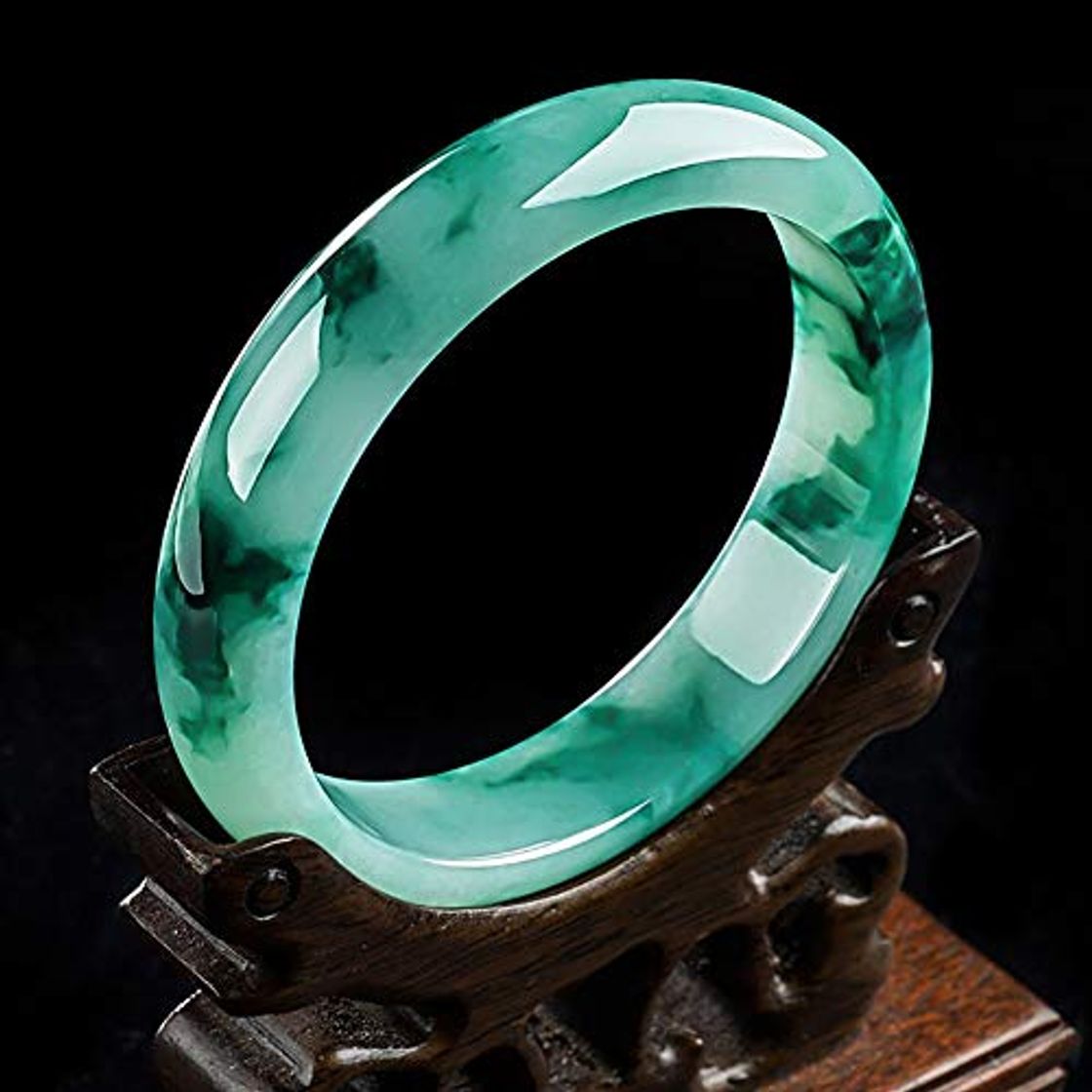 Social Natural Hermosa Esmeralda Jadeíta Jade Pulsera Brazalete Redondo Antigüedad Arte Sian Pulsera Brazalete Verde Claro
