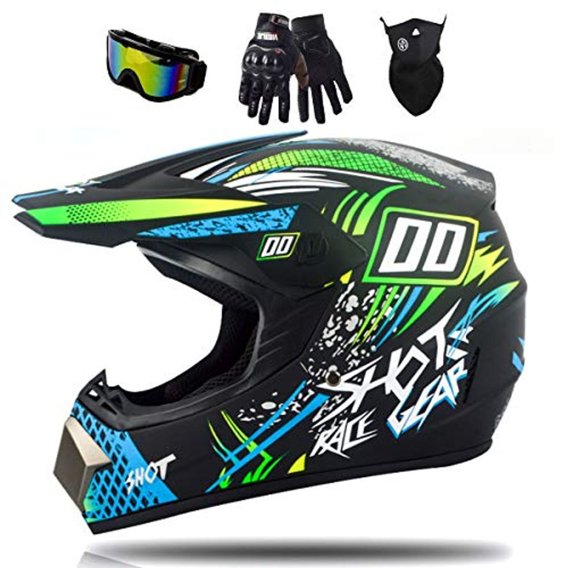 Producto Negro y Verde Casco de Motocross Todoterreno Adulto