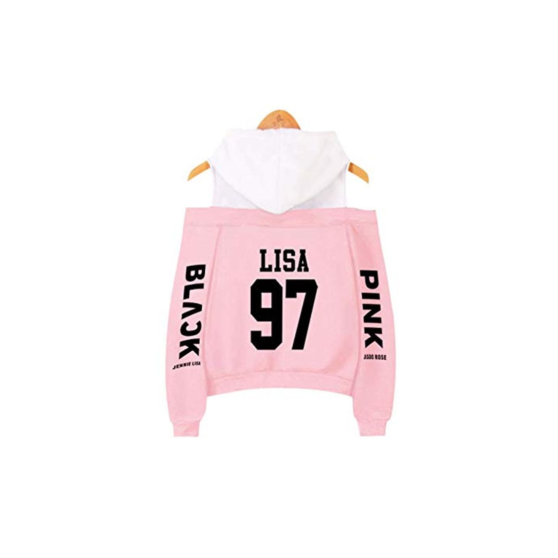 Social ZIGJOY KPOP Scena Musicale Coreana Strapless Hombro Sudadera con Capucha suéter Sudadera Pullover Rose Jennie Jisoo Lisa para Fans Pink Lisa XS