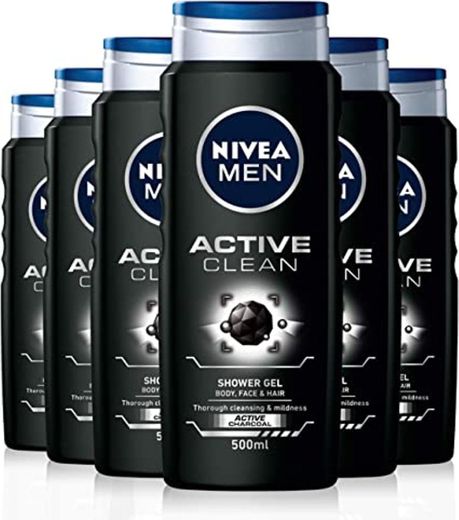 NIVEA MEN Gel de Ducha Active Clean - Paquete de 12 x