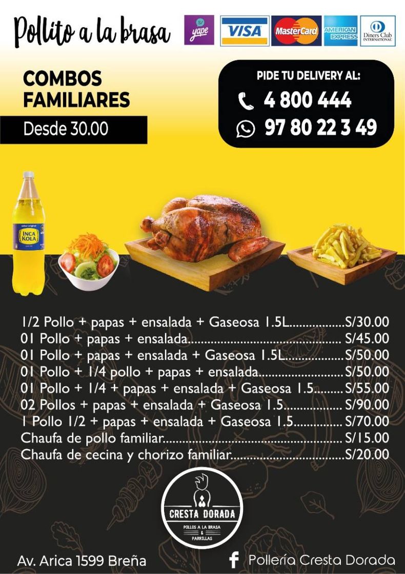 Restaurantes Pollería Cresta Dorada Brasa Fusión