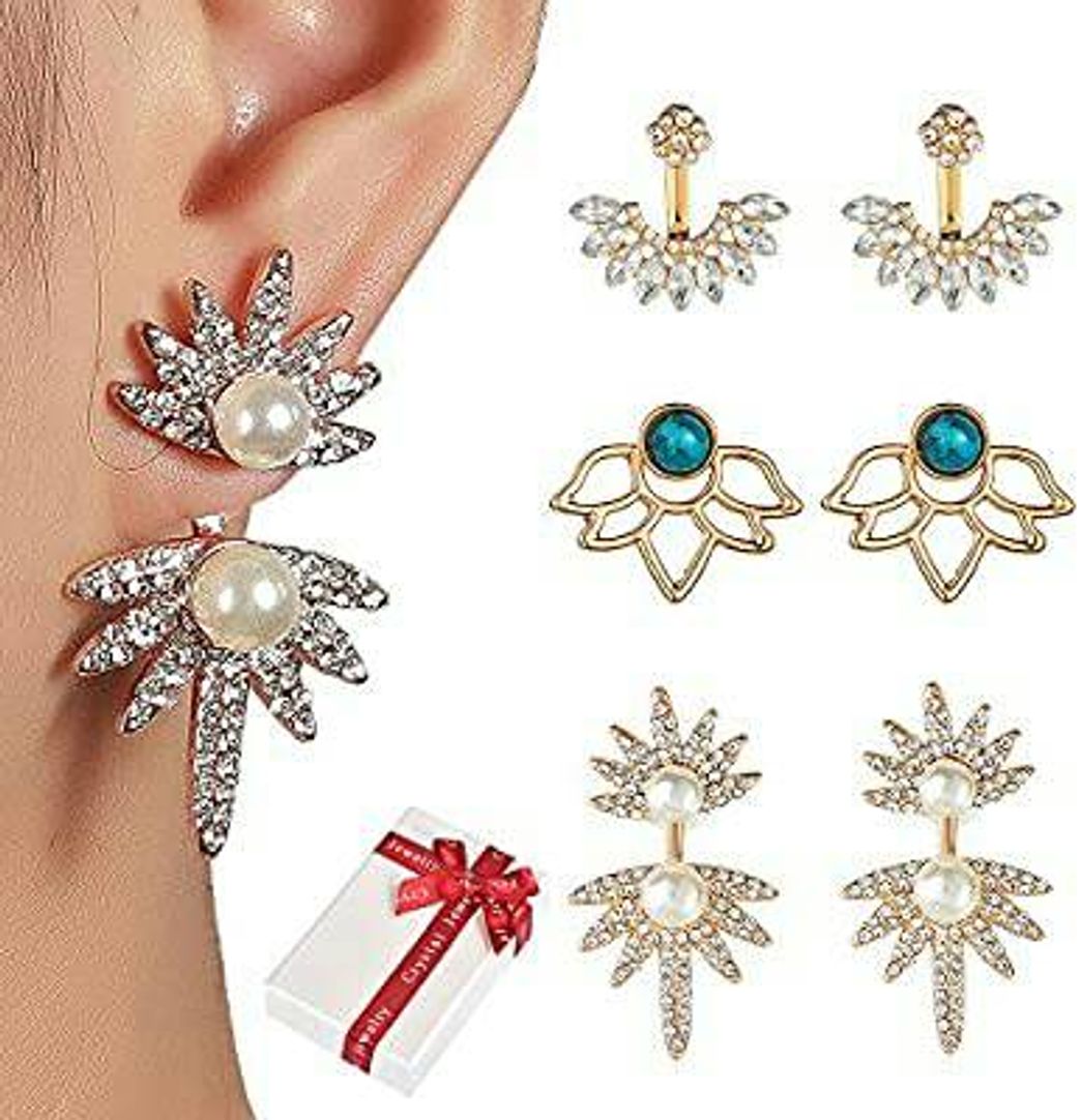 Fashion Juland 3 Pares Pendientes de Flor de Loto Huecos Pendientes 