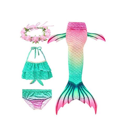 HiFunBay cola de sirena niña para nadar incluido Traje de sirena baño