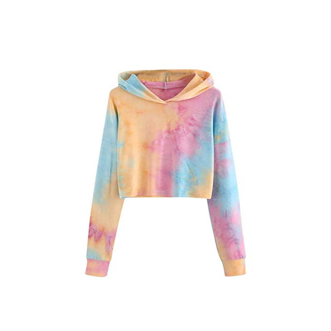 Sudadera con Capucha De Color Degradado para Damas Corta Vintage De Sudadera Manga Larga Camisetas De Manga Larga Sudadera con Capucha Tie Dye Tops De Mujer Sudaderas con Capucha