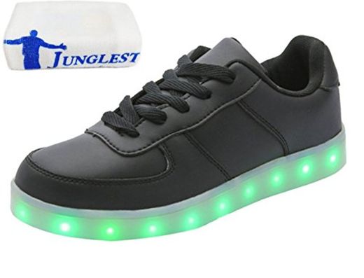 Presente:pequeña toalla)JUNGLEST® LED Light 7 color Shoes zapatillas para hombre USB carga