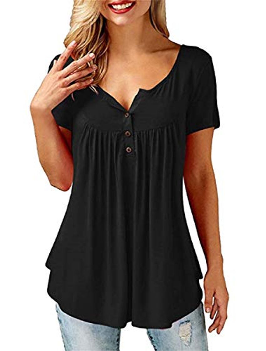 Product UMIPUBO Bluas de Mujer Camisa Algodón Blusa Mujer Elegante Manga Corta Camisa