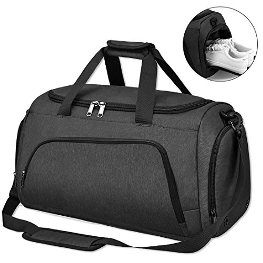 Products NUBILY Bolsa de Deporte Bolsa Gimnasio de Viaje con Compartimento para Zapatos Impermeable Bolsos Deportivos Mujer de Grande 40L para Hombre y Mujer Negro