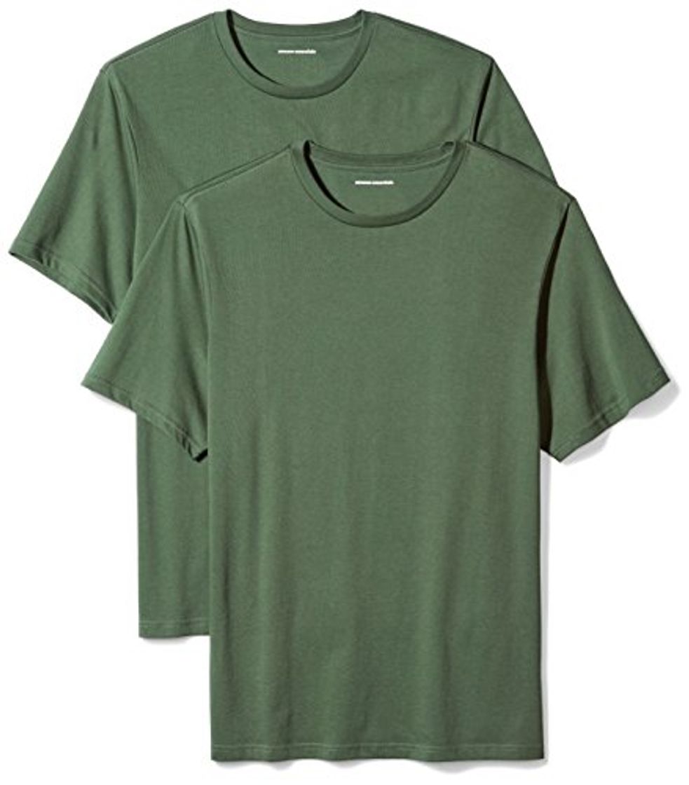 Social Amazon Essentials 2-Pack Regular-Fit Short-Sleeve Crewneck T-Shirts Camiseta, Verde