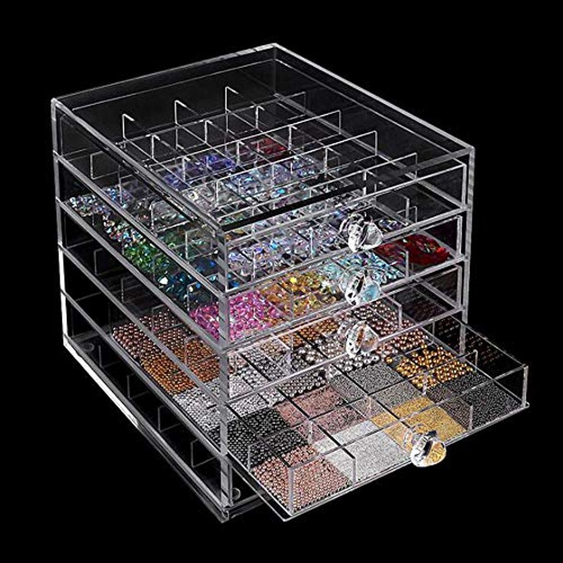 Moda SWZXY Organizador de decoración de Arte de uñas de 5 Niveles 100 Soporte de celosía Accesorios de joyería de uñas de acrílico Transparente Estantes de Almacenamiento Estantes Soporte para pegament