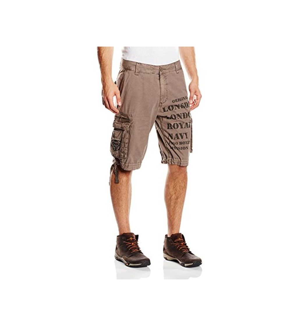 Social Lonsdale Shorts Plain Pantalones Cortos de Deporte, Gris