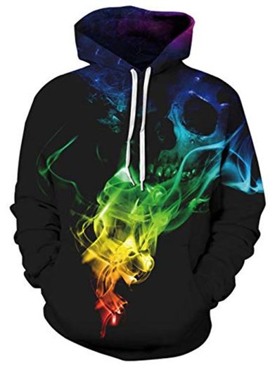 TUONROAD Hoodie Hombre Funny Humo Colores 3D Impreso Sudaderas con Capucha Ligero