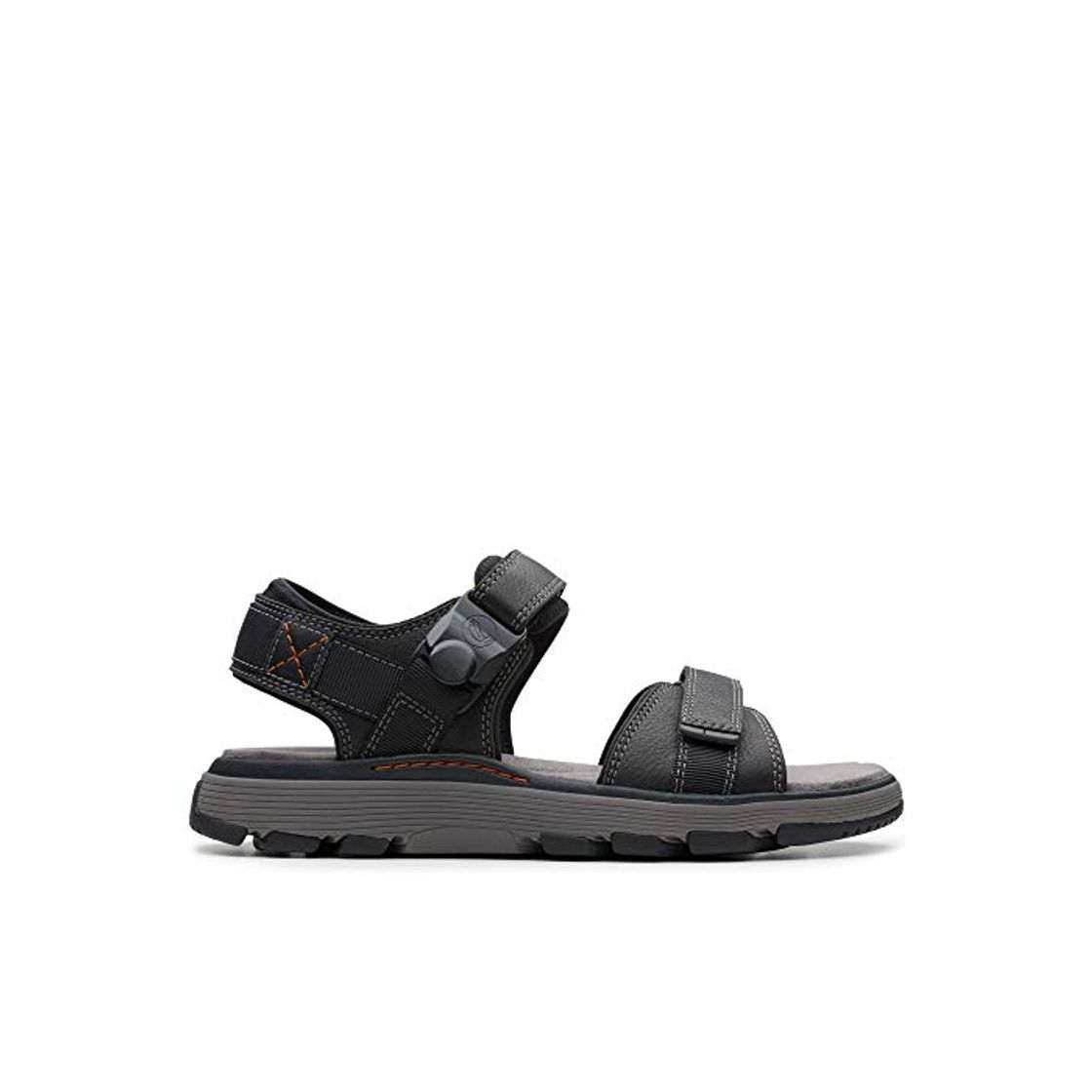 Moda Clarks Un Trek Part, Sandalias de Talón Abierto para Hombre, Negro