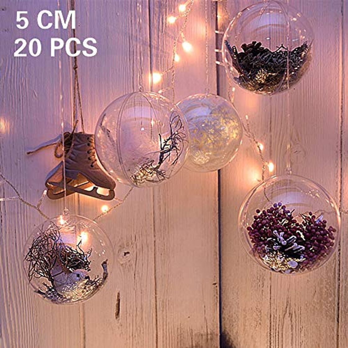 Social 20 x Bolas de Navidad Forma Redonda Plástico Transparente para Decorar el