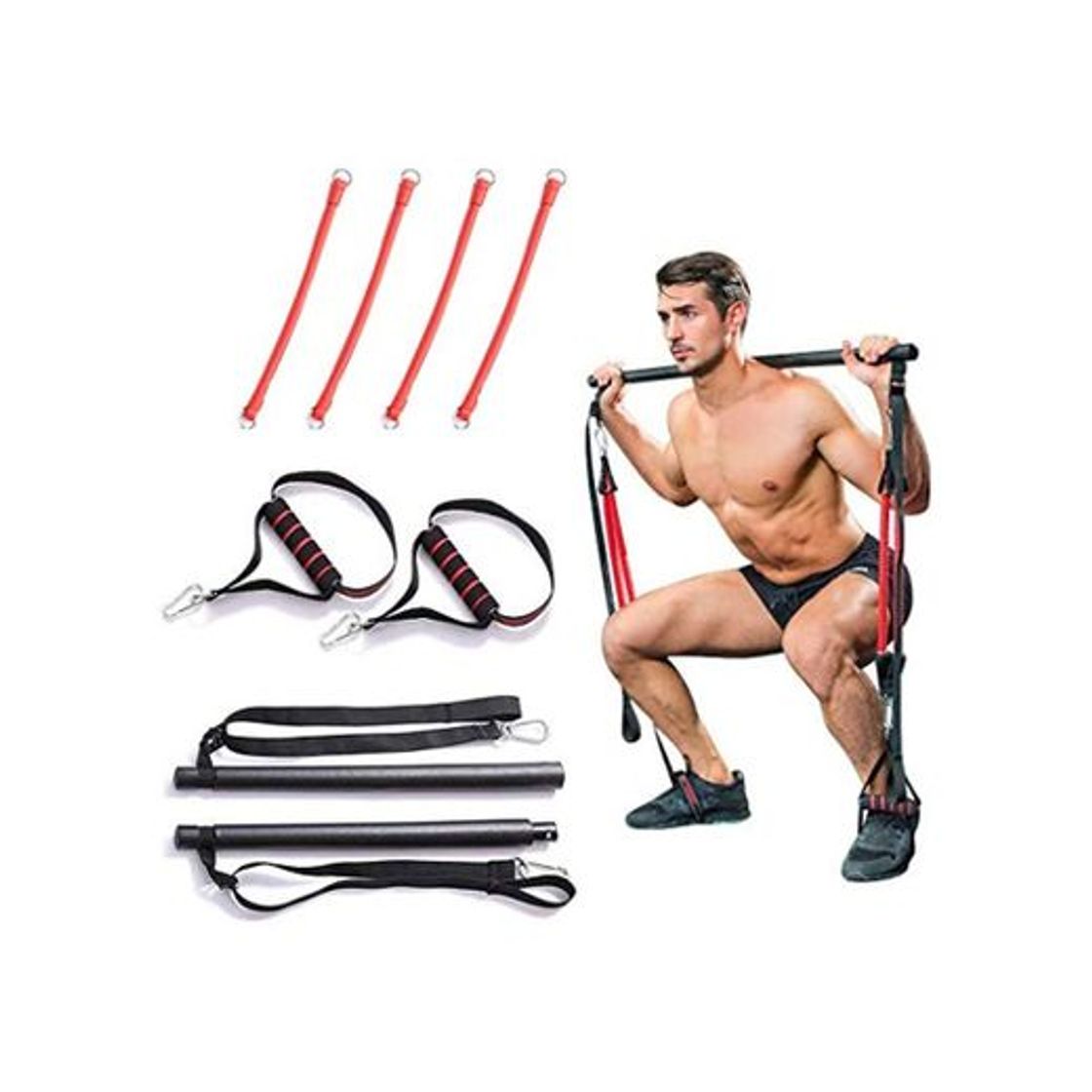 Productos Equipo de entrenamiento Entrenamiento bandas de resistencia casero portable de aptitud de la gimnasia Pilates Barra de todo el sistema de construcción cuerpo Equipo de material de formación del ejerci