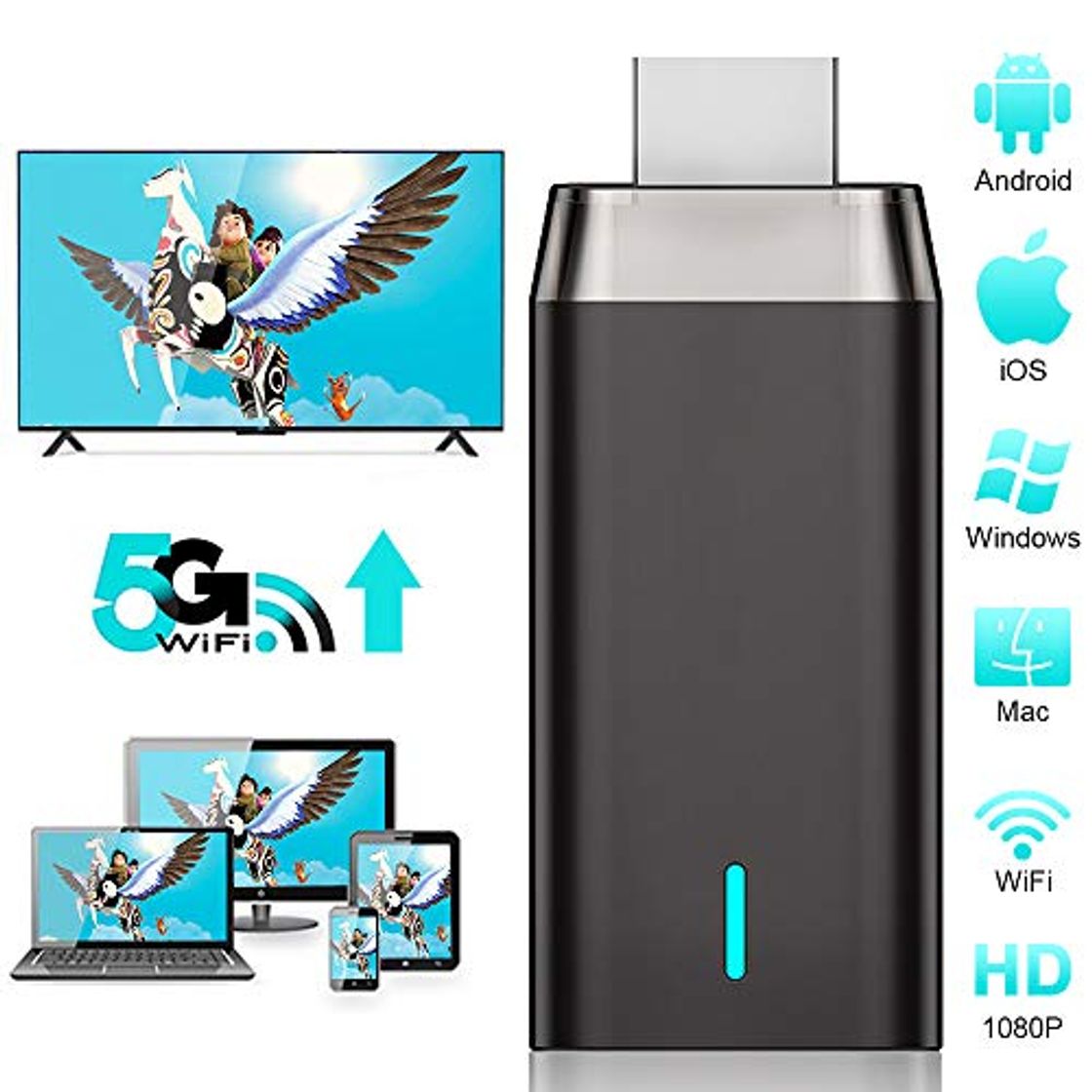 Producto Miracast HDMI WiFi Inalámbrico Dongle, DIWUER 5G