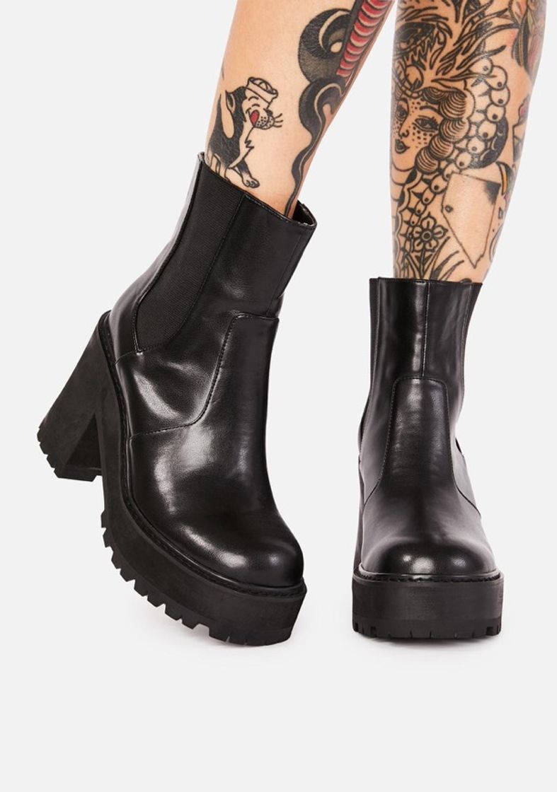 Moda Delia's Smooth Vegan Leather Platform Boots