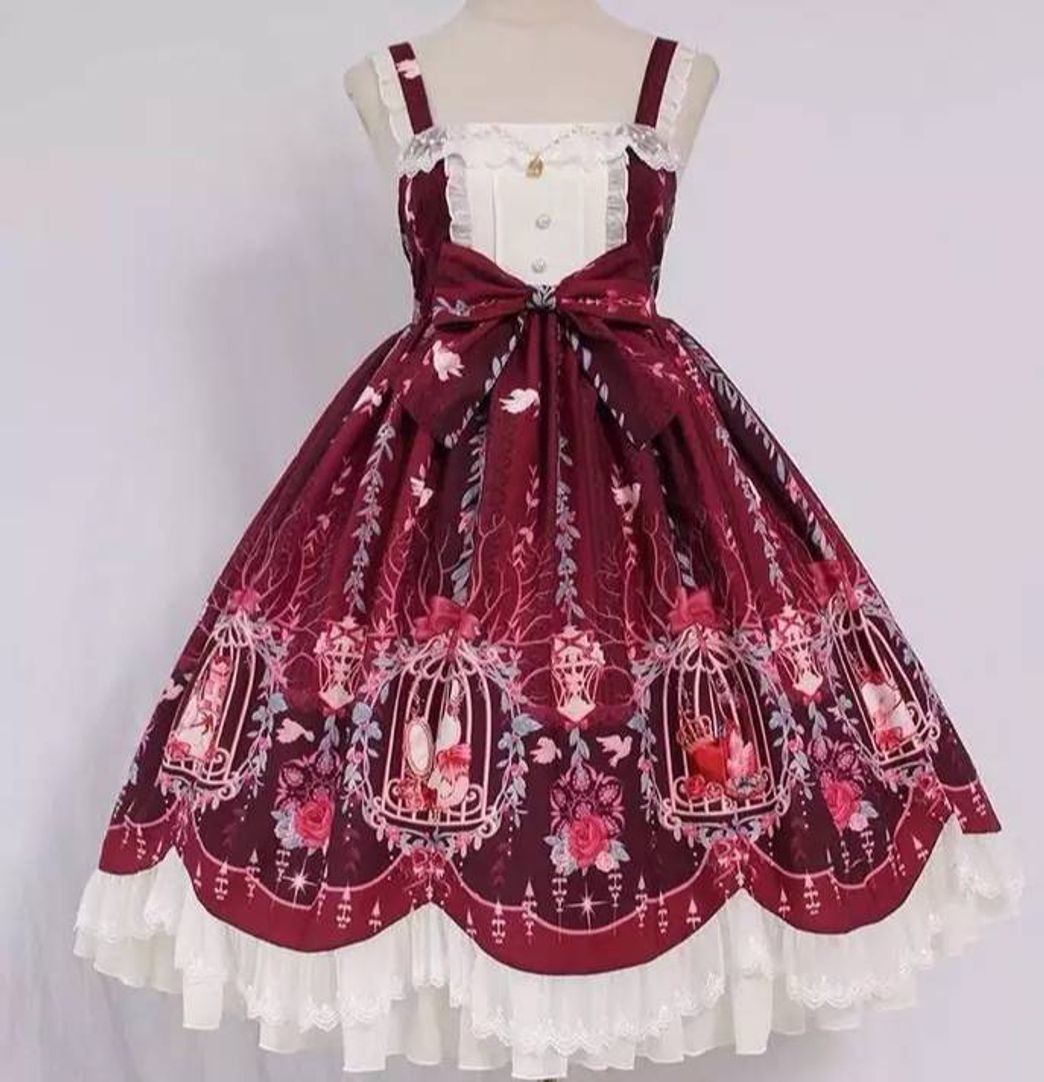 Fashion Vestido Lolita retro victoriano Rojo