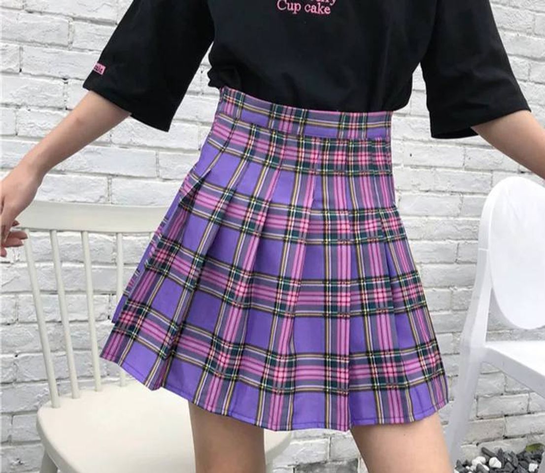 Social Minifalda plisada harajuku morada y rosa