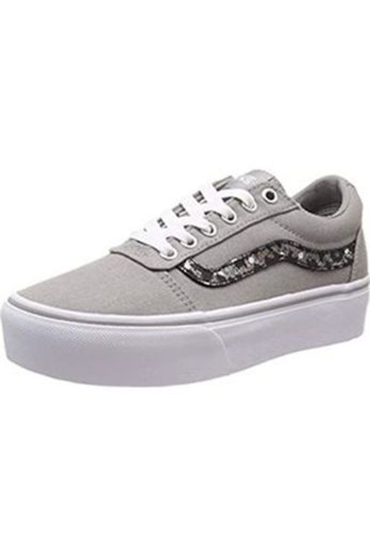 Social Vans Ward Platform Canvas Zapatillas Mujer, Negro