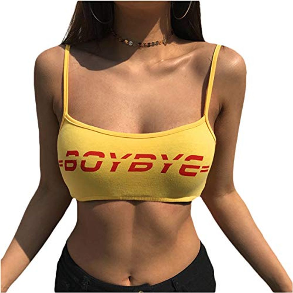 Lugar BOYBYE Letter Print Sexy Strap sin Mangas Cami Tank Top Sportwear