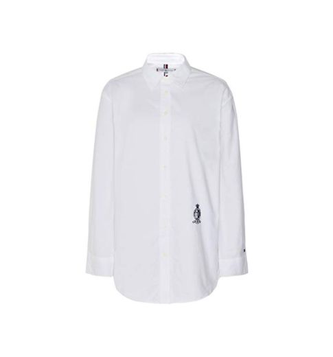 Tommy Hilfiger Mujeres Crest apliqué Camiseta Novio Blanco IT 40