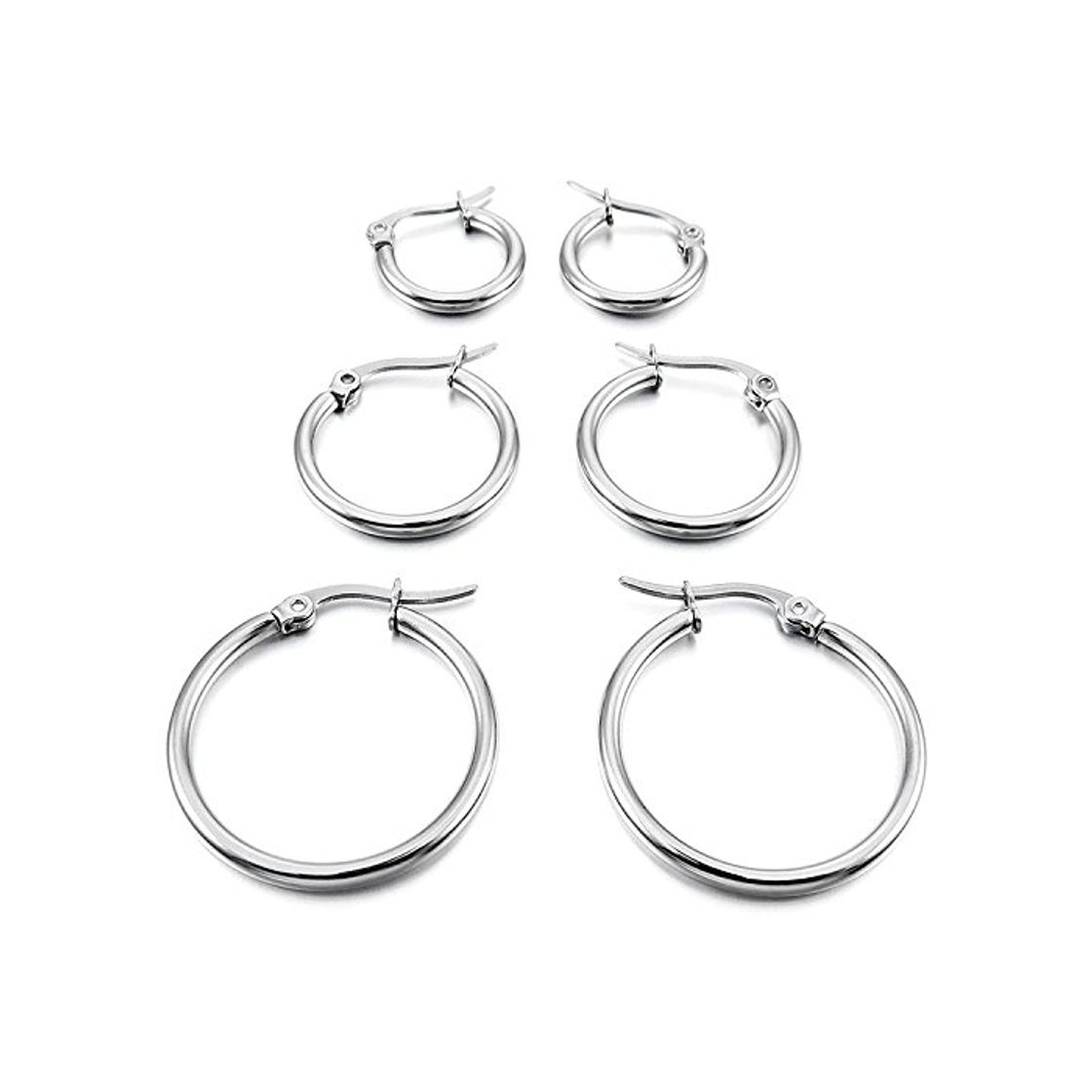 Product TOOGOO 3 pares 15mm 20mm 25mm Acero Inoxidable Aro Hoop Huggie Pendientes