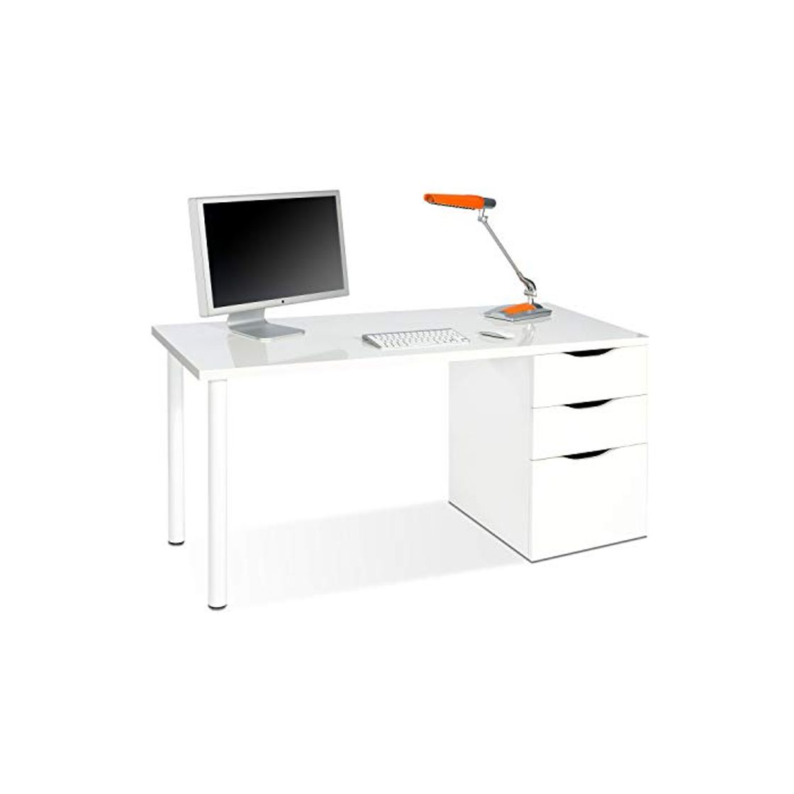Social Habitdesign 004604A - Mesa ordenador reversible dos cajones y una puerta