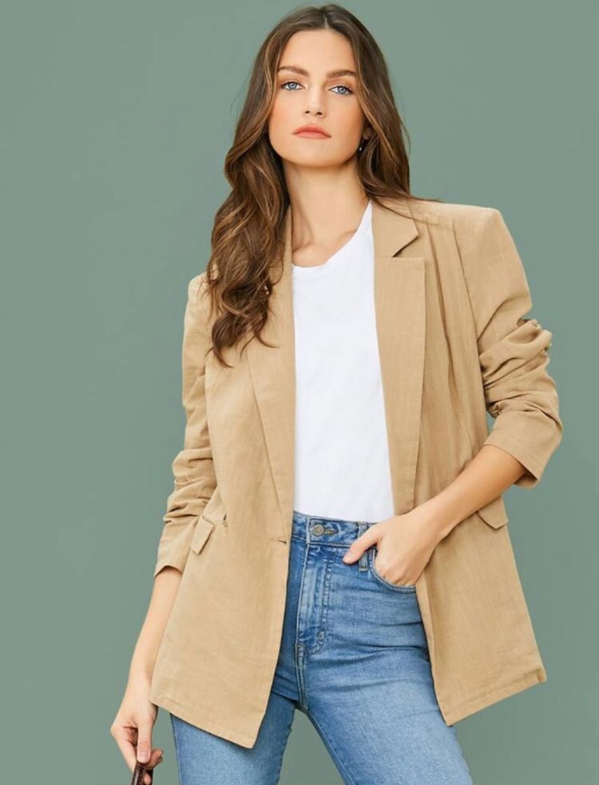 Fashion Notch Collar Pocket Detail Blazer