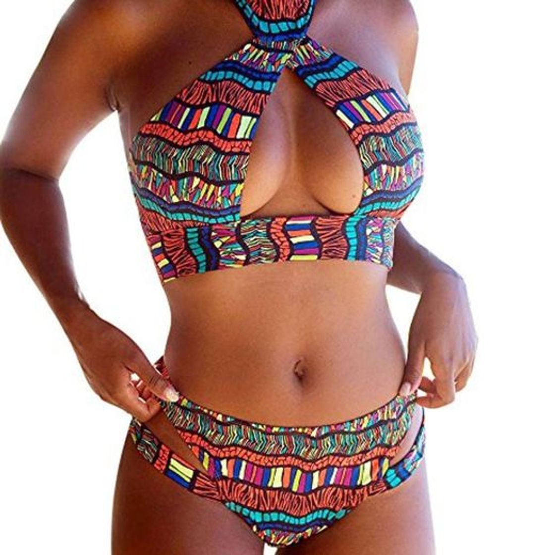 Social Fannyfuny_Bikinis Mujer Conjunto de Bikinis Push Up Bañadores Mujer Bikini de Punto Playa Tankinis Mujer con Impresión Bohemio BañAdores con Relleno Trajes de BañO Dividido BañAdores