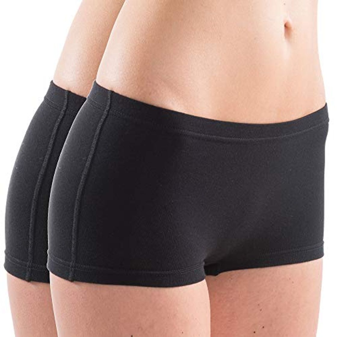 Social HERMKO 5700 Pack de 2 Bragas Tipo bóxer de algodón/Elastano Transpirable, Farbe:Negro,