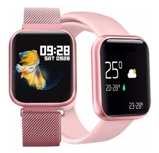 Relógio smartwatch P70 acompanha 2 pulseiras