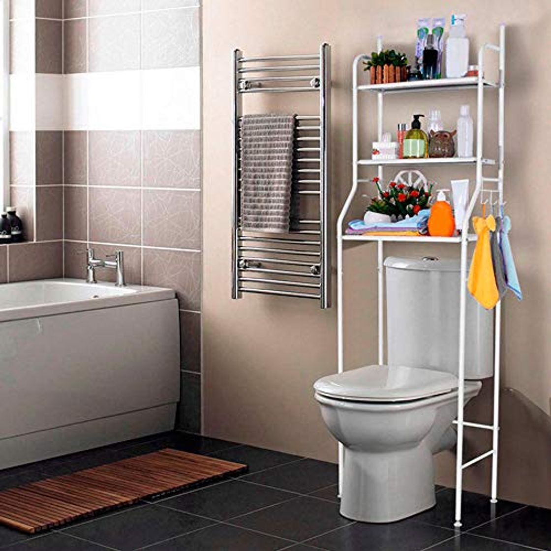 Product T-LoVendo 1 Estanteria sobre Inodoro WC Lavadora Ahorra Espacio Almacenamiento Cuarto Baño