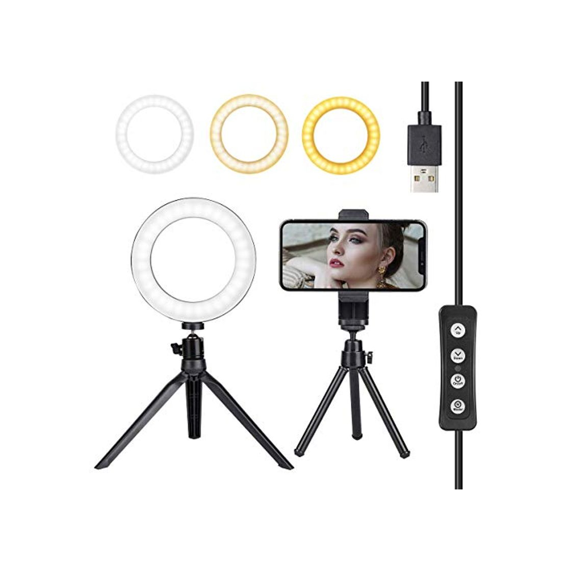 Social LED Anillo de Luz de 6" con Trípode y Soporte para Teléfono