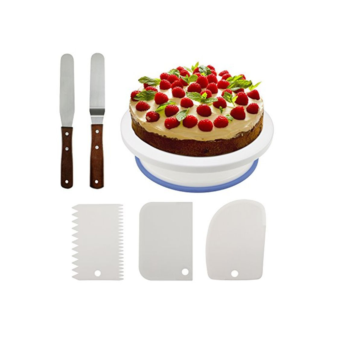 Home Philonext 10.8 '' Plato Giratorio para Tartas, 3Pcs Peines de repostería para