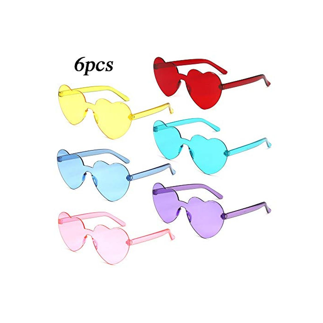 Social MEJOSER 6 Gafas Divertidas en Forma de Corazón Gafas Fiesta Disfraz Tropical Hawaiana Hippie Boda de Colores