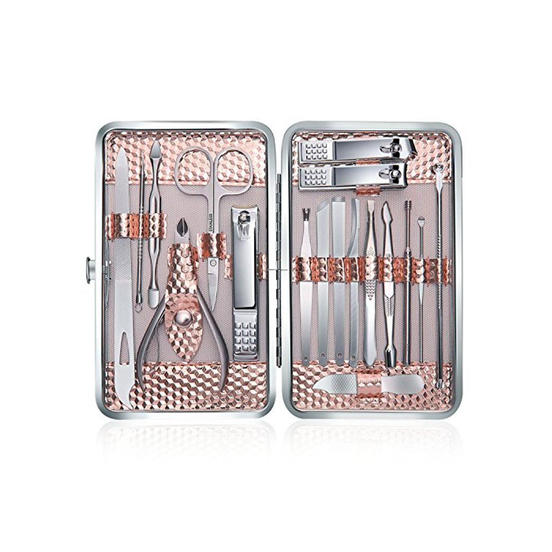 Social Profesional Cortaúñas Acero Inoxidable Grooming Kit - Set de 18 Piezas para