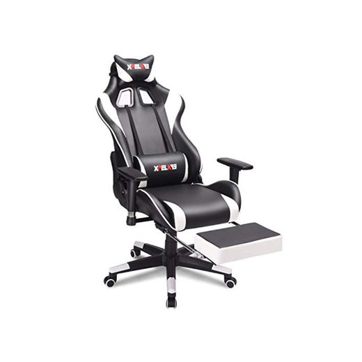 XPELKYS Silla Gaming Sillón Reclinable con Reposapiés Retráctil