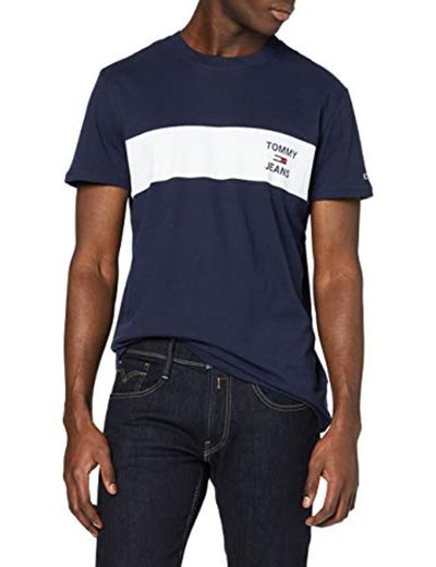 Tommy Hilfiger TJM Chest Stripe Logo tee Camiseta Deporte, Azul