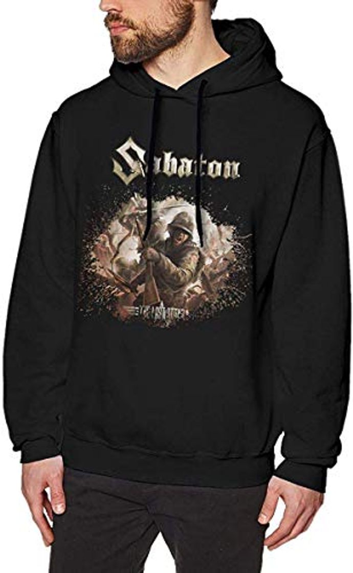Social Sabaton Sudaderas con Capucha para Hombres Su¨¦TER Moda Manga Larga Top Sin Bolsillo Sudaderas con Capucha Negro Medio