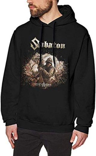 Sabaton Sudaderas con Capucha para Hombres Su¨¦TER Moda Manga Larga Top Sin Bolsillo Sudaderas con Capucha Negro Medio