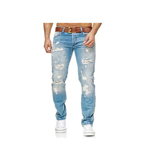 Red Bridge Denim Jeans Ajustados de Hombres Vaqueros Casuales Destruido Efectos Moda Pantalón