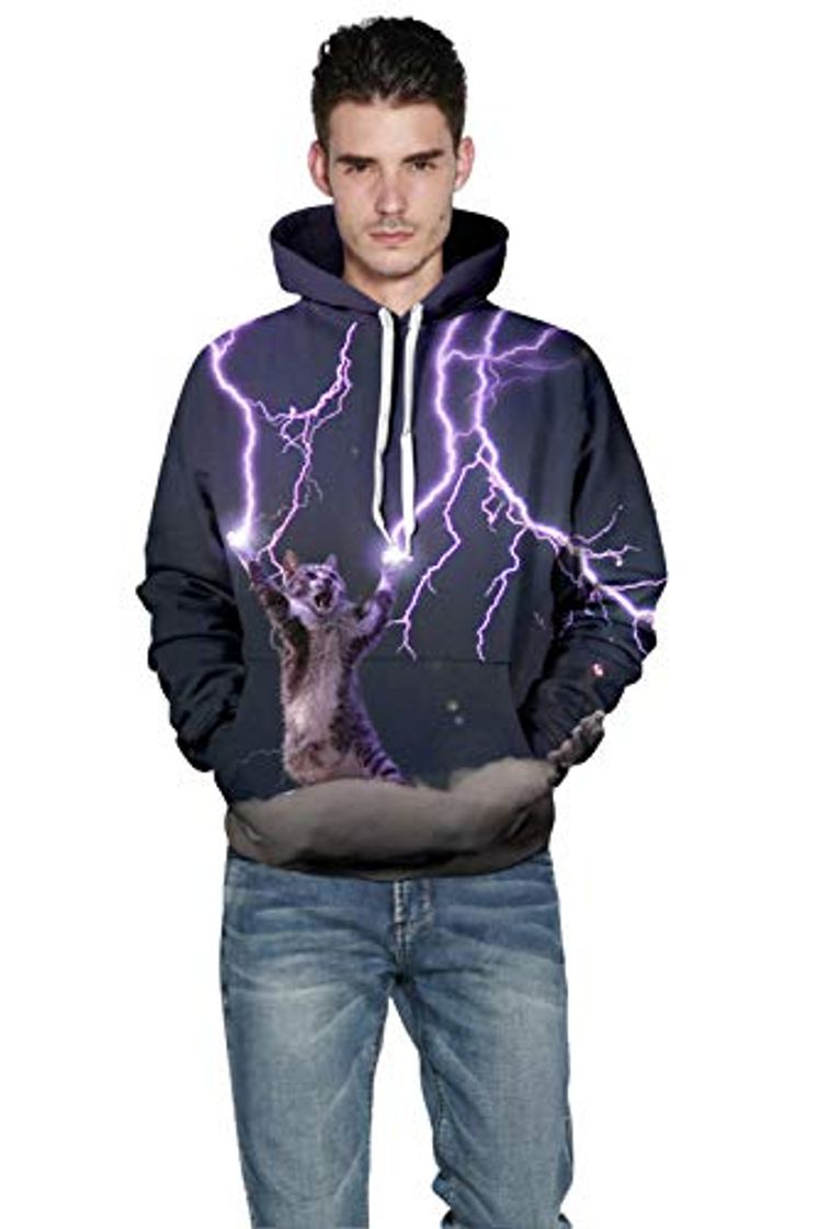 Social Sudaderas con Capucha para Hombre Thunderbolt Star Camisa De Impresión Digital Pareja Suéter con Capucha Hombres @ As SH