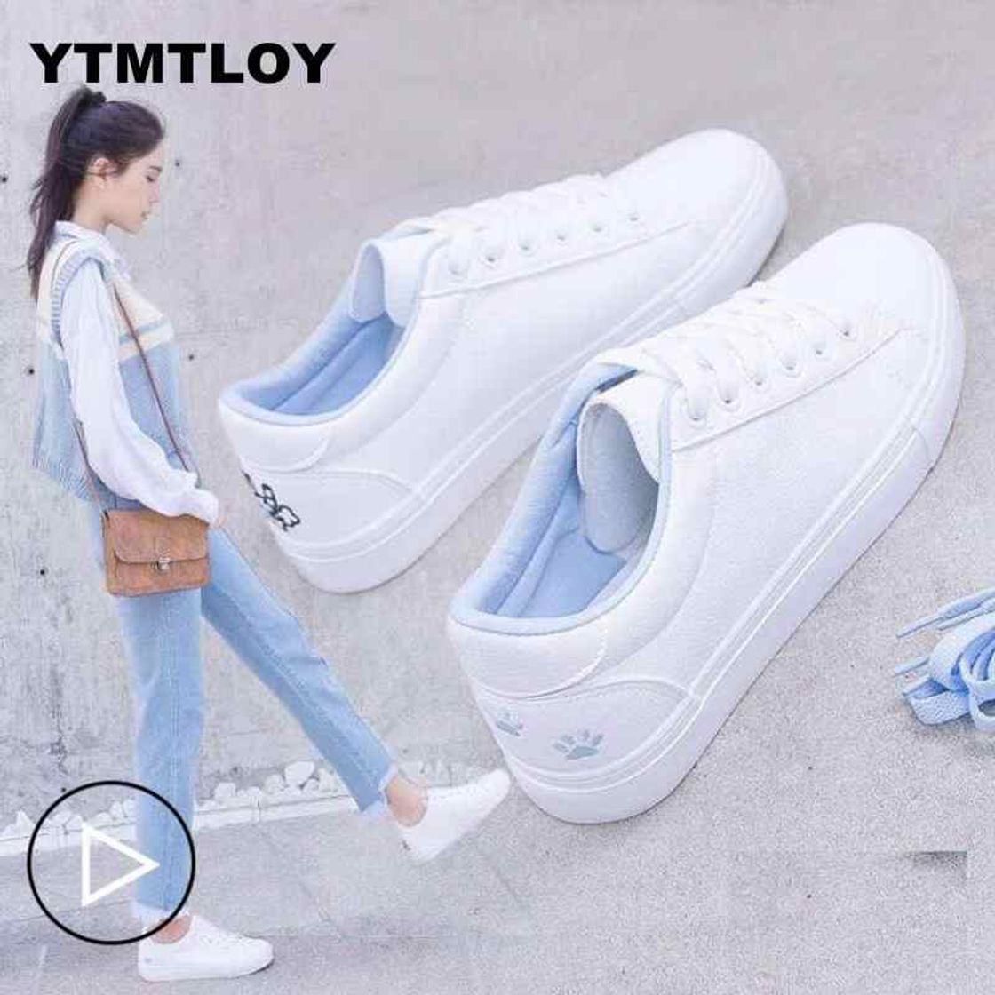 Fashion WJNBCRGLM Nuevo Tenis Tenis Feminino Zapatos con Cordones Blancos Mujer PU Cuero