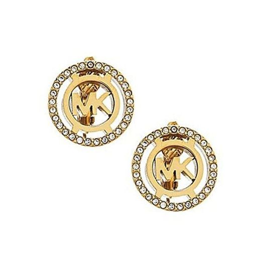 NEW MICHAEL KORS LOGO ROSE GOLD CRYSTALS CLIP EARRINGS MKJ4085