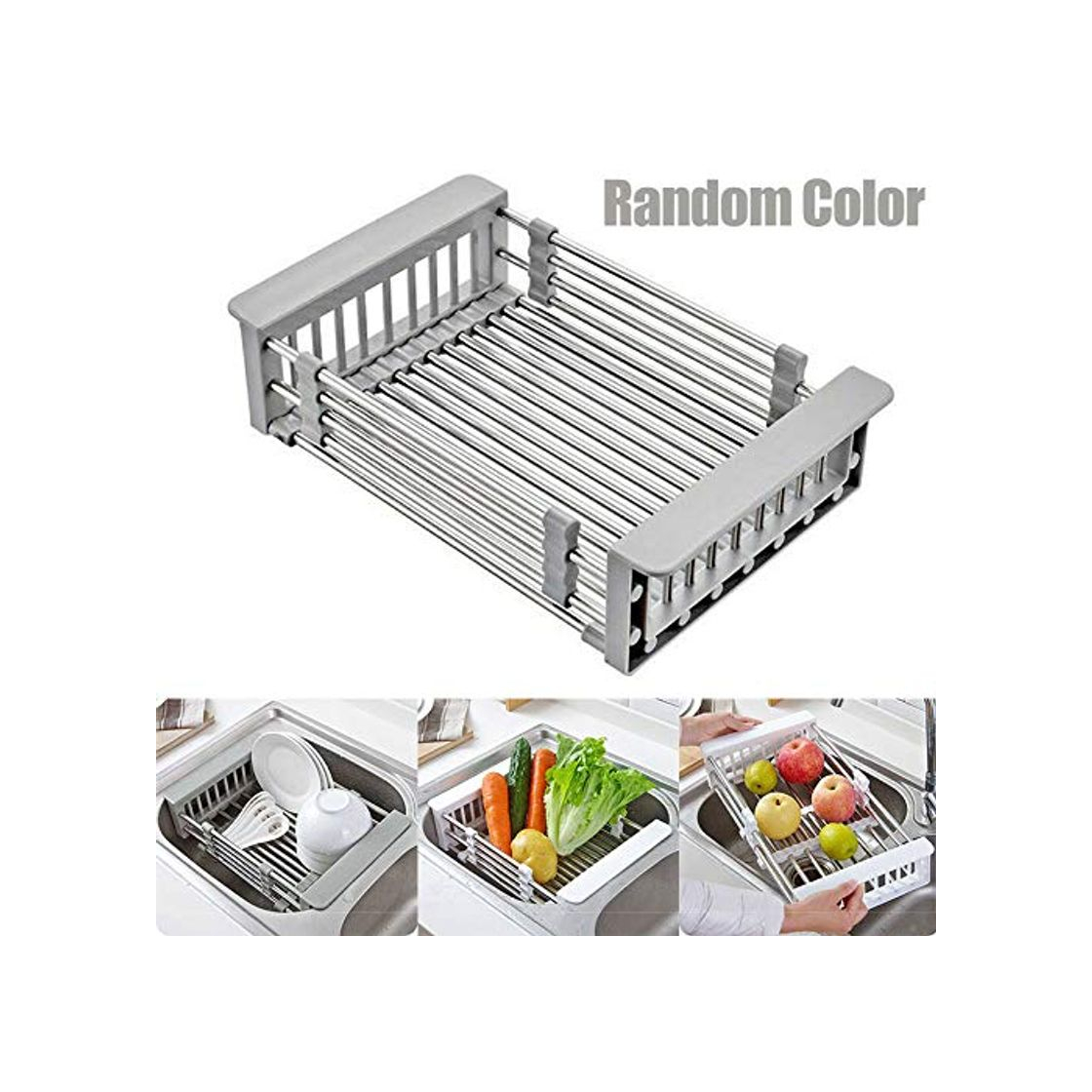 Producto Dastrues Retractable Sink Water Filter Rack Drain Basket Stainless Steel Kitchen Sink Dish Drainer Counter